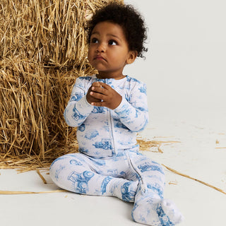Bamboo Convertible Footie Romper - Hudson (Tractor) Posh Peanut Size: 9-12 Months