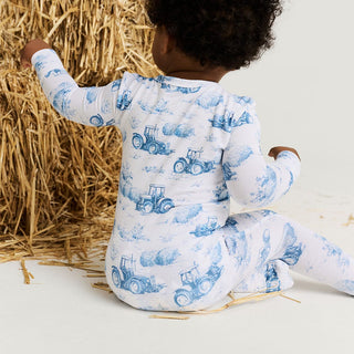 Bamboo Convertible Footie Romper - Hudson (Tractor) Posh Peanut Size: 9-12 Months