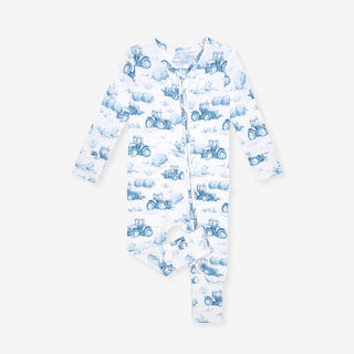 Bamboo Convertible Footie Romper - Hudson (Tractor) Posh Peanut Size: 9-12 Months