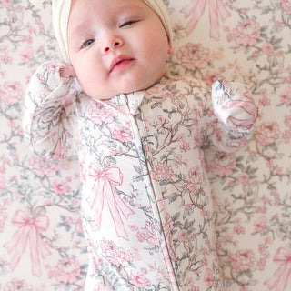 Bamboo Convertible Footie Romper - Irene (Floral) Posh Peanut Size: Newborn