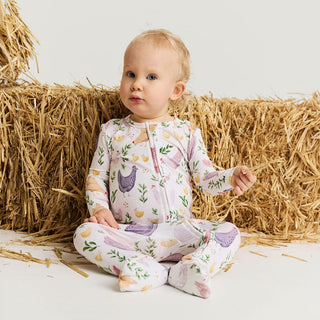 Bamboo Convertible Footie Romper - Jo (Chickens)