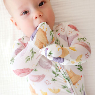 Bamboo Convertible Footie Romper - Jo (Chickens)