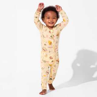 Bamboo Convertible Footie Romper - Jurassic Park Beige Baby & Toddler Sleepwear Bellabu Bear Size: 0-3 Months