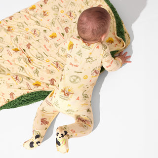 Bamboo Convertible Footie Romper - Jurassic Park Beige Baby & Toddler Sleepwear Bellabu Bear Size: 0-3 Months