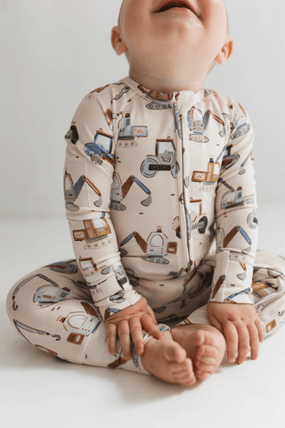Bamboo Convertible Footie Romper - Little Excavator In My Jammers Size: 0-3 Months
