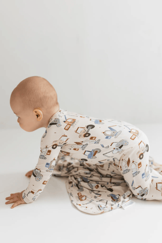 Bamboo Convertible Footie Romper - Little Excavator In My Jammers Size: 0-3 Months