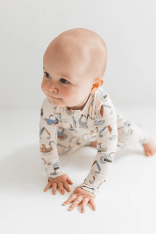 Bamboo Convertible Footie Romper - Little Excavator In My Jammers Size: 0-3 Months