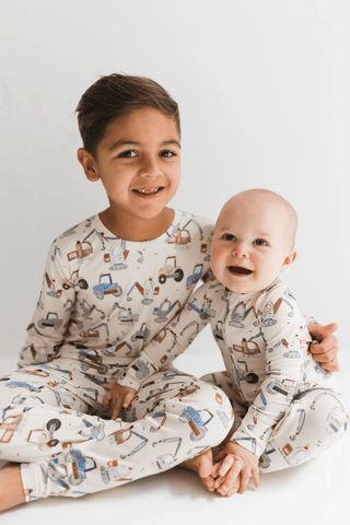 Bamboo Convertible Footie Romper - Little Excavator In My Jammers Size: 0-3 Months
