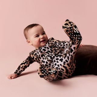 Bamboo Convertible Footie Romper - Loretta Leopard Posh Peanut