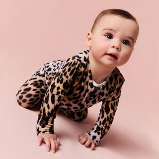 Bamboo Convertible Footie Romper - Loretta Leopard Posh Peanut