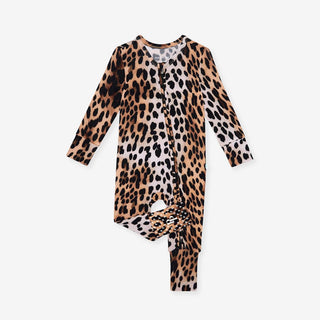 Bamboo Convertible Footie Romper - Loretta Leopard Posh Peanut
