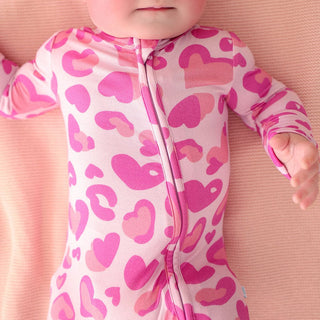 Bamboo Convertible Footie Romper - Love Leopard Posh Peanut Size: 0-3 Months
