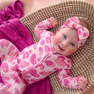 Bamboo Convertible Footie Romper - Love Leopard Posh Peanut Size: 0-3 Months