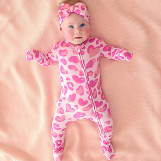 Bamboo Convertible Footie Romper - Love Leopard Posh Peanut Size: 0-3 Months