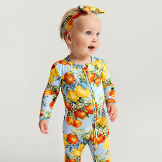 Bamboo Convertible Footie Romper - Lucia (Citrus) Posh Peanut