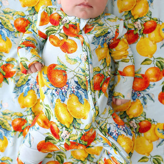 Bamboo Convertible Footie Romper - Lucia (Citrus) Posh Peanut