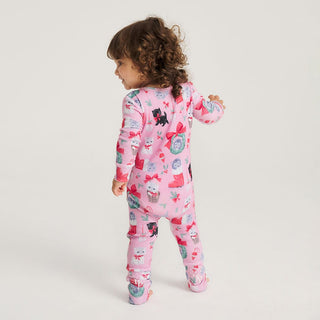 Bamboo Brushed Pointelle Convertible Footie Romper - Meowy Christmas