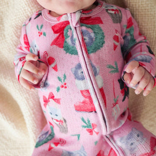 Bamboo Brushed Pointelle Convertible Footie Romper - Meowy Christmas