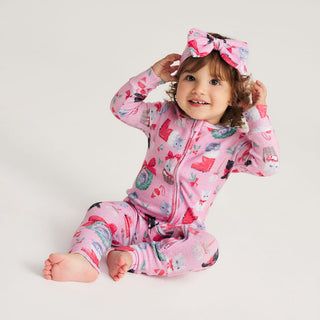 Bamboo Brushed Pointelle Convertible Footie Romper - Meowy Christmas