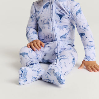 Bamboo Convertible Footie Romper - Noah (Animals) Posh Peanut Size: 9-12 Months
