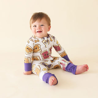 Bamboo Convertible Footie Romper - Peanut Butter Jelly Time Posh Peanut Size: 0-3 Months