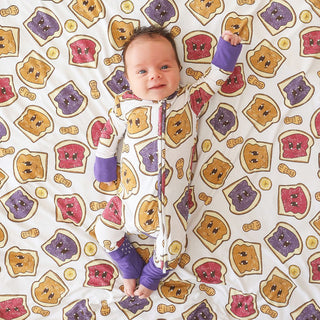 Bamboo Convertible Footie Romper - Peanut Butter Jelly Time Posh Peanut Size: 0-3 Months