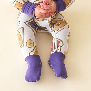Bamboo Convertible Footie Romper - Peanut Butter Jelly Time Posh Peanut Size: 0-3 Months
