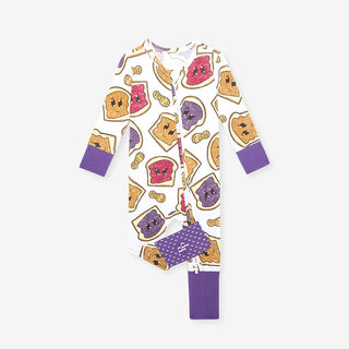 Bamboo Convertible Footie Romper - Peanut Butter Jelly Time Posh Peanut Size: 0-3 Months