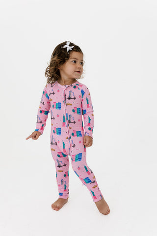 Bamboo Convertible Footie Romper - Pink Big Apple Dreams