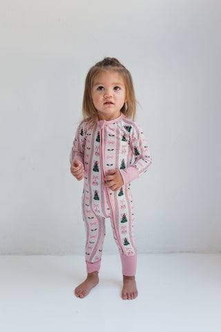 Bamboo Convertible Footie Romper - Pinkmas PRE-ORDER In My Jammers Size: 0-3 Months