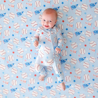 Bamboo Convertible Footie Romper - Play Ball (Baseballs) Posh Peanut Size: 0-3 Months