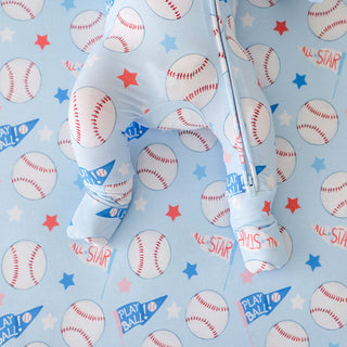 Bamboo Convertible Footie Romper - Play Ball (Baseballs) Posh Peanut Size: 0-3 Months