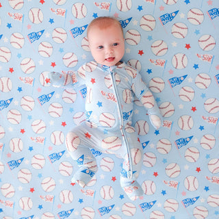 Bamboo Convertible Footie Romper - Play Ball (Baseballs) Posh Peanut Size: 0-3 Months