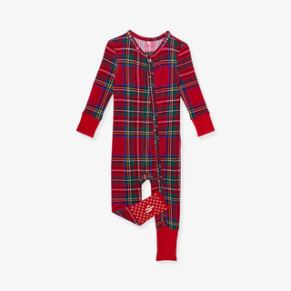 Bamboo Convertible Footie Romper - Red Tartan Plaid Posh Peanut Size: 9-12 Months