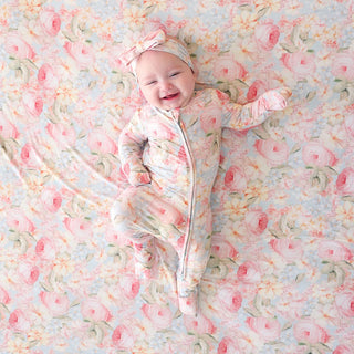 Bamboo Convertible Footie Romper - Rose Dreams (Floral) Posh Peanut Size: Newborn