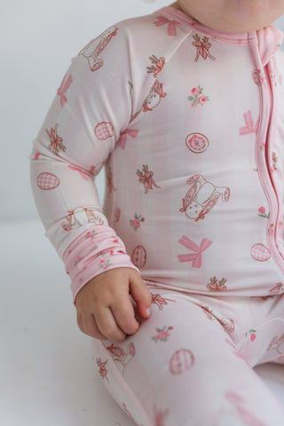 Bamboo Convertible Footie Romper - Rosie Rabbit In My Jammers Size: 0-3 Months