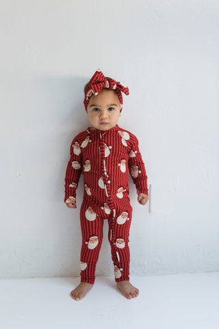 Bamboo Convertible Footie Romper - Santa In My Jammers Size: 0-3 Months