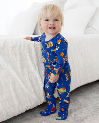 Bamboo Convertible Footie Romper - Space Jam Bellabu Bear Size: 0-3 Months
