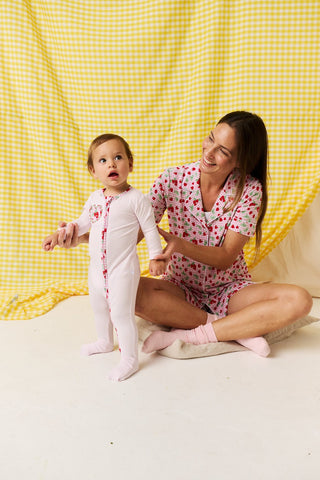 Bamboo Convertible Footie Romper - Sweet Strawberries Posh Peanut Size: 0-3 Months