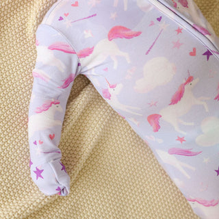 Bamboo Convertible Footie Romper - Thea (Unicorns) Posh Peanut Size: 0-3 Months