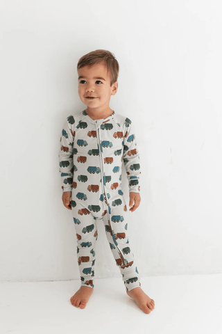 Bamboo Convertible Footie Romper - Trash Trucks In My Jammers Size: 0-3 Months