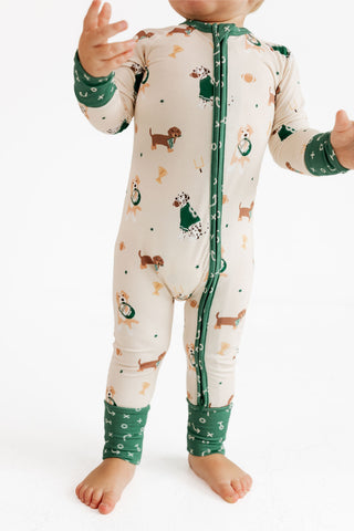 Bamboo Convertible Footie Romper - Varsity Pups