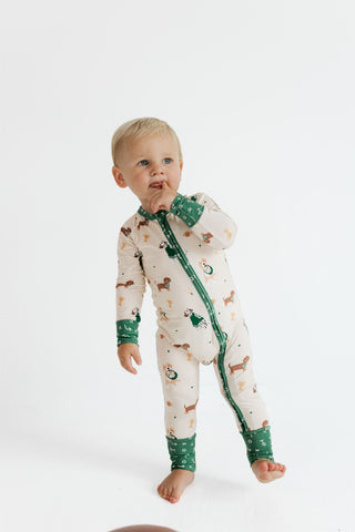 Bamboo Convertible Footie Romper - Varsity Pups