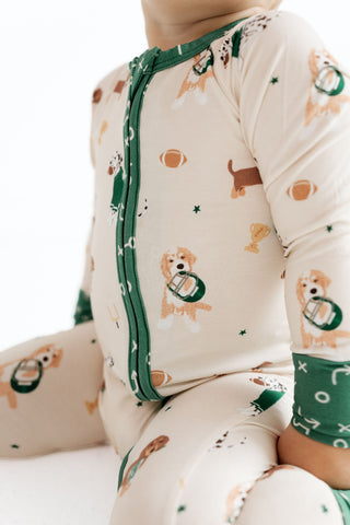 Bamboo Convertible Footie Romper - Varsity Pups