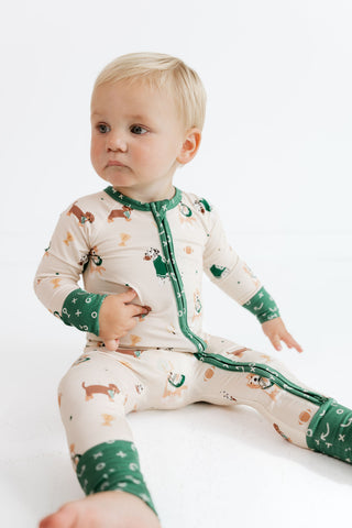 Bamboo Convertible Footie Romper - Varsity Pups