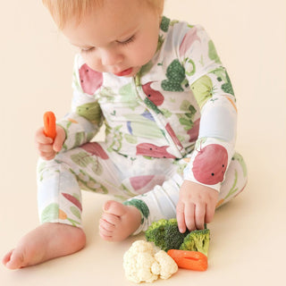 Bamboo Convertible Footie Romper - Vernon (Veggies) Posh Peanut Size: 0-3 Months