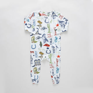 Bamboo Convertible Footie Romper - Western Dreams Pink Chicken Size: 0-3 Months