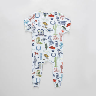 Bamboo Convertible Footie Romper - Western Dreams Pink Chicken Size: 0-3 Months