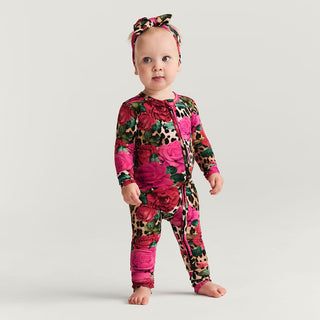 Bamboo Convertible Footie Romper - Wild Roses Posh Peanut