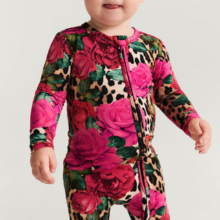 Bamboo Convertible Footie Romper - Wild Roses Posh Peanut